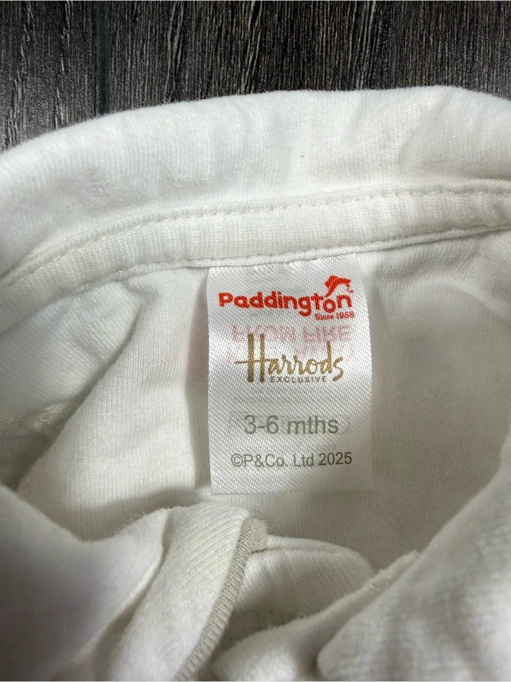 Harrods White Footed One-Piece with Paddington embroidery
